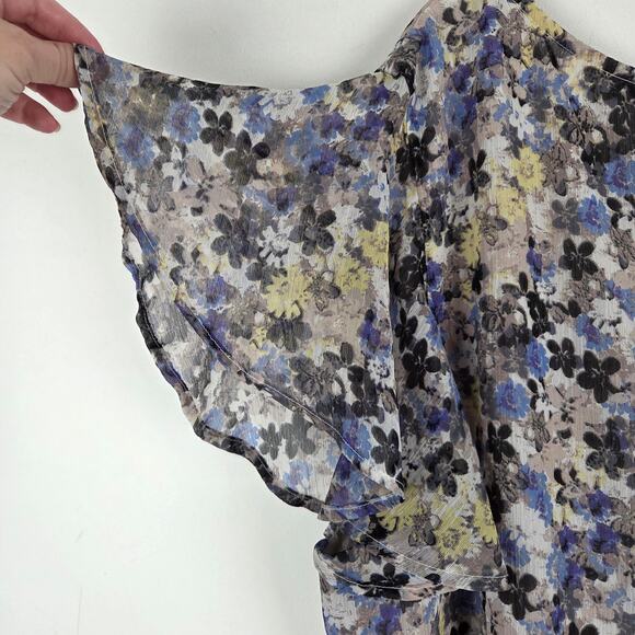 Lucky Brand Floral Print Chiffon Ruffle Short Sleeve Top Plus Size 3X - Picture 4 of 10
